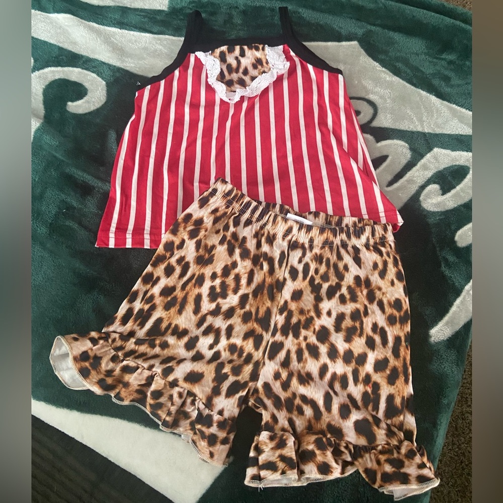Cheetah/stripe boutique set size 6